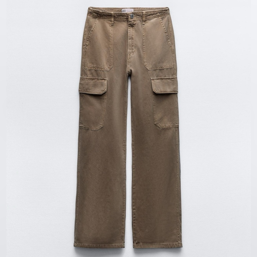 NWT - Zara - High Rise TRF Straight Leg Cargo Pants